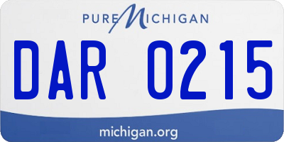 MI license plate DAR0215