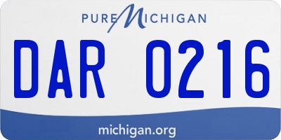 MI license plate DAR0216