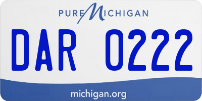 MI license plate DAR0222
