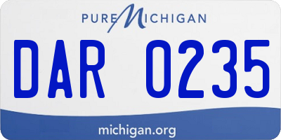 MI license plate DAR0235