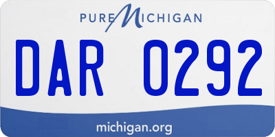 MI license plate DAR0292