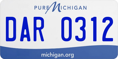 MI license plate DAR0312