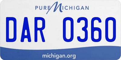 MI license plate DAR0360
