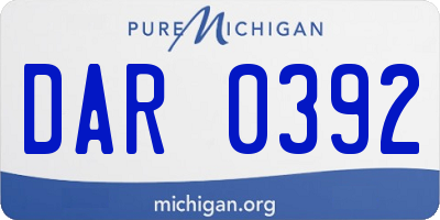 MI license plate DAR0392