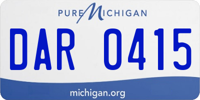 MI license plate DAR0415
