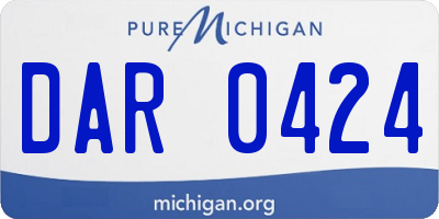 MI license plate DAR0424