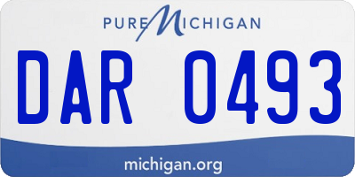 MI license plate DAR0493
