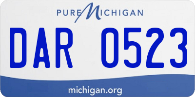 MI license plate DAR0523