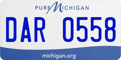 MI license plate DAR0558