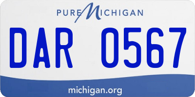 MI license plate DAR0567