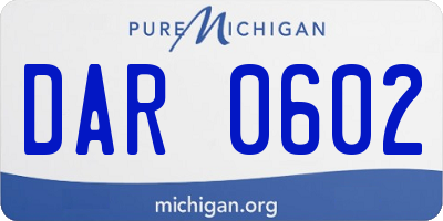 MI license plate DAR0602