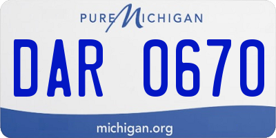 MI license plate DAR0670