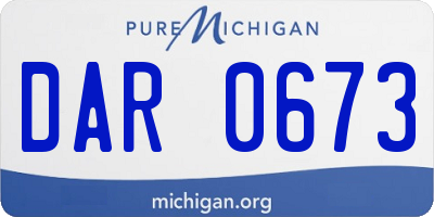 MI license plate DAR0673