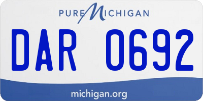 MI license plate DAR0692