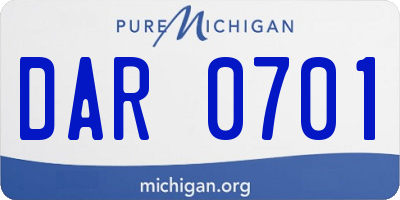 MI license plate DAR0701