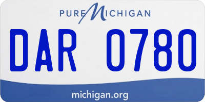 MI license plate DAR0780