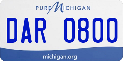 MI license plate DAR0800