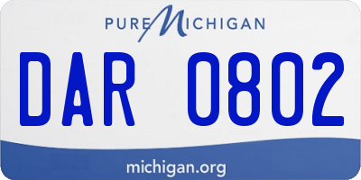 MI license plate DAR0802
