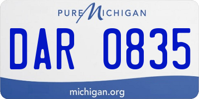 MI license plate DAR0835