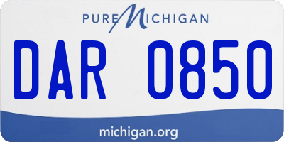 MI license plate DAR0850