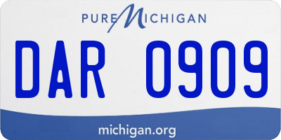 MI license plate DAR0909