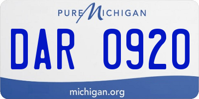 MI license plate DAR0920