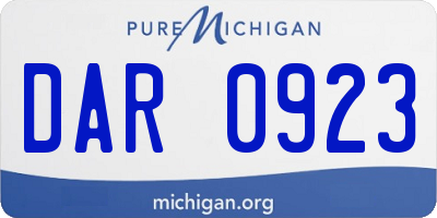 MI license plate DAR0923
