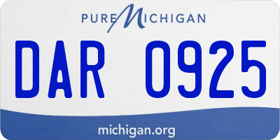 MI license plate DAR0925