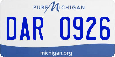 MI license plate DAR0926
