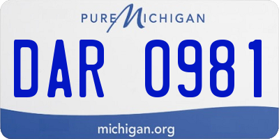 MI license plate DAR0981