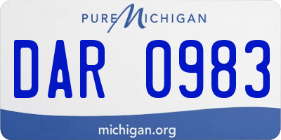 MI license plate DAR0983