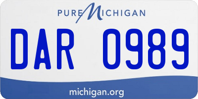 MI license plate DAR0989