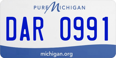 MI license plate DAR0991