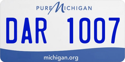 MI license plate DAR1007