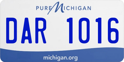 MI license plate DAR1016