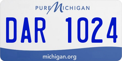 MI license plate DAR1024
