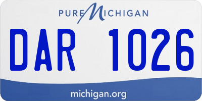 MI license plate DAR1026