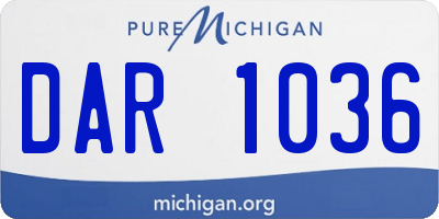 MI license plate DAR1036