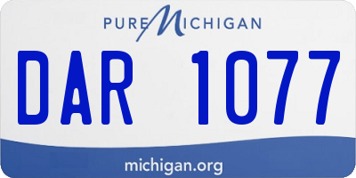MI license plate DAR1077