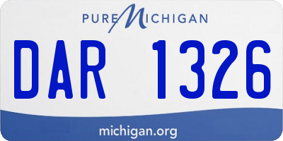 MI license plate DAR1326