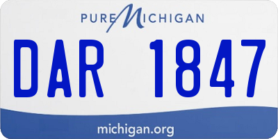 MI license plate DAR1847