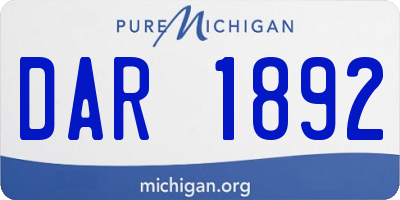 MI license plate DAR1892