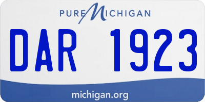 MI license plate DAR1923