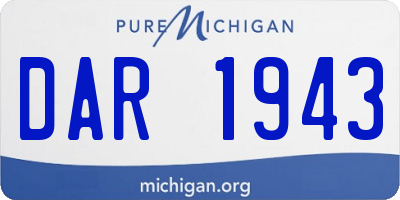 MI license plate DAR1943