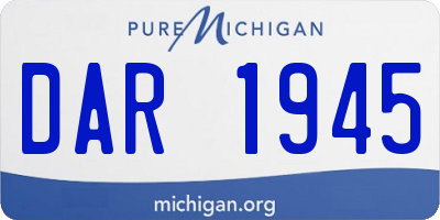 MI license plate DAR1945