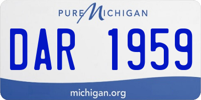 MI license plate DAR1959