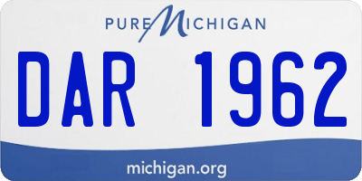 MI license plate DAR1962