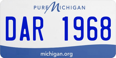 MI license plate DAR1968