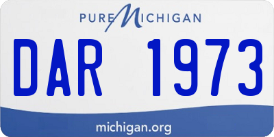MI license plate DAR1973