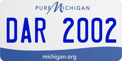 MI license plate DAR2002